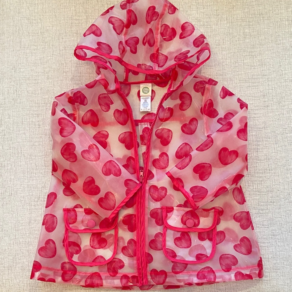 Heart Pattern Hooded Rain Jacket